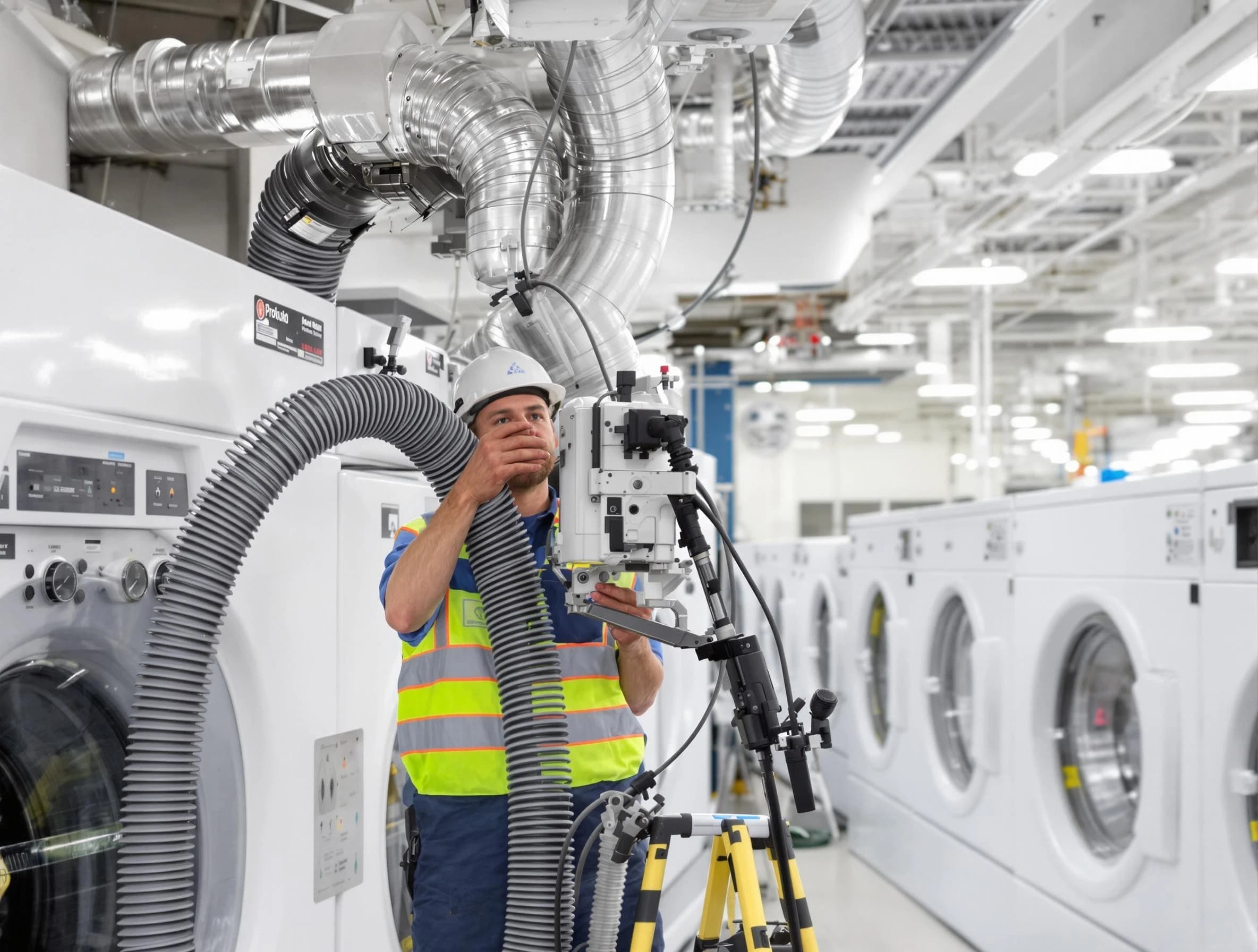 Ponderosa Park Dryer Vent Cleaning team performing commercial-grade dryer vent cleaning at a business facility in Ponderosa Park