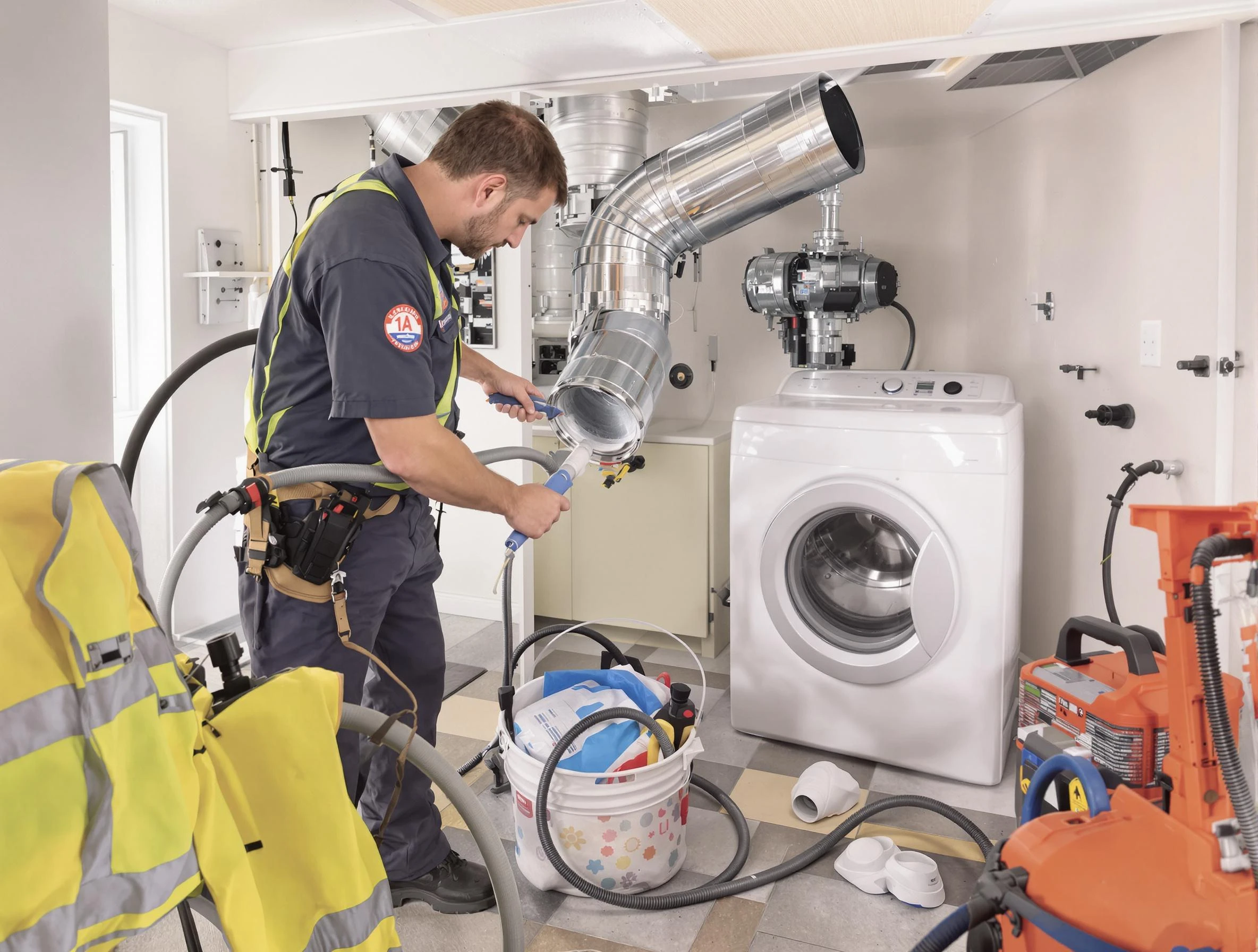 Ponderosa Park Dryer Vent Cleaning technician using specialized equipment to clear severe dryer vent blockage in Ponderosa Park