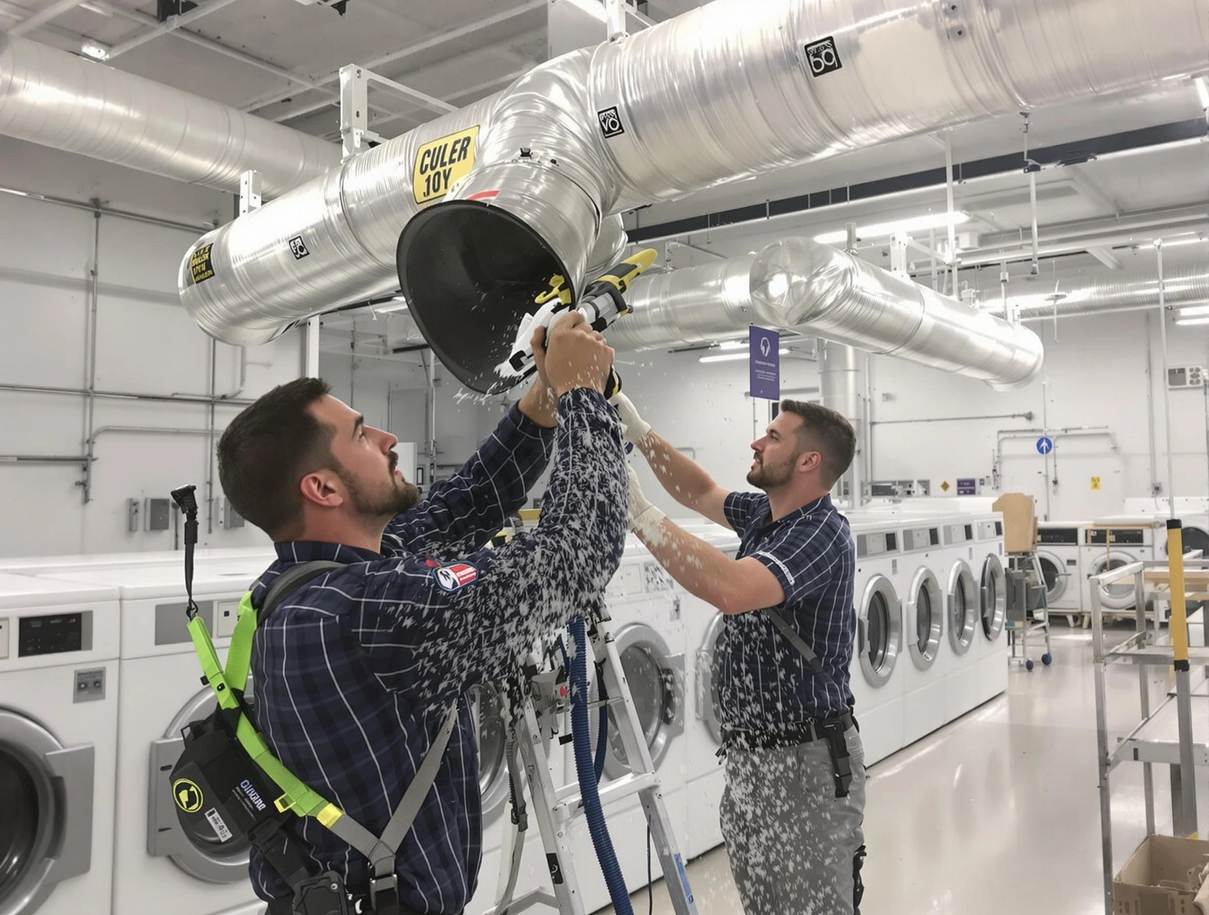 Ponderosa Park Dryer Vent Cleaning team performing large-scale commercial dryer vent cleaning in Ponderosa Park