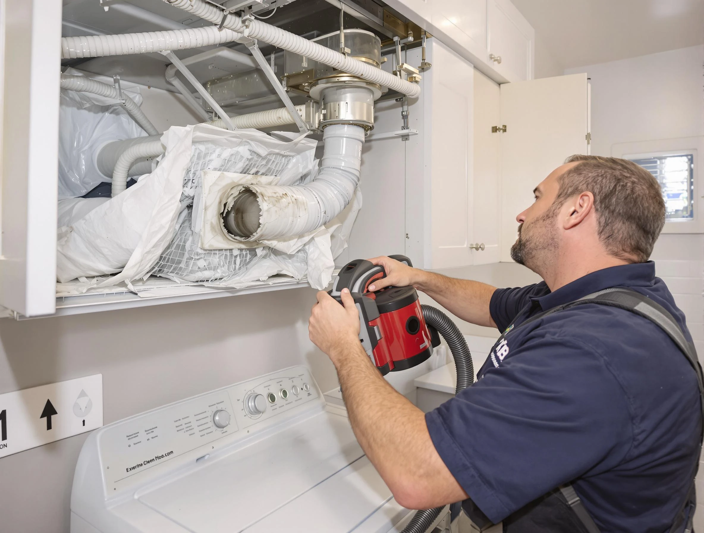 Ponderosa Park Dryer Vent Cleaning technician performing professional exhaust vent cleaning at a residential property in Ponderosa Park
